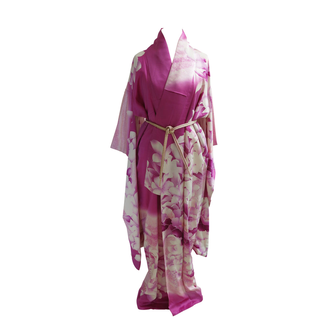 Plum and Ivory Floral Vintage Wedding Kimono - ShopCurious