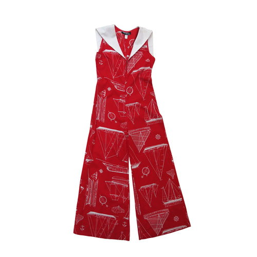 Pollypeck 1960s Vintage Sailor Style Jumpsuit - ShopCurious