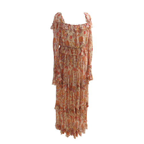 Puffy Sleeved Pre-Raphaelite Style Peach Dress - ShopCurious