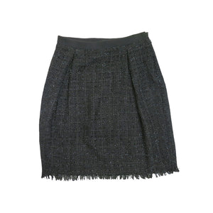 Preloved Fringe Edged Black Shimmer Skirt - ShopCurious