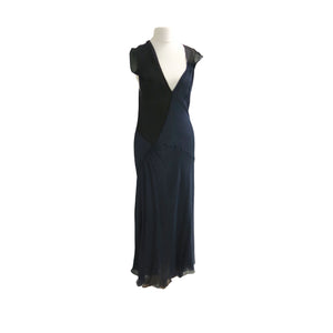 Preloved Alessandro dell’Acqua Black and Midnight Blue Silk Chiffon Evening Dress - ShopCurious