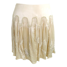 Load image into Gallery viewer, Preowned Beaded and Embroidered Clotted Cream Ralph Lauren Silk Skirt - ShopCurious
