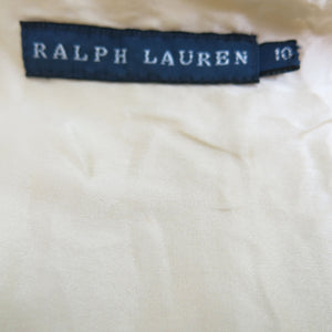 Preowned Beaded and Embroidered Clotted Cream Ralph Lauren Silk Skirt - ShopCurious