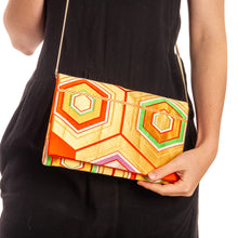 Load image into Gallery viewer, Primary Harmony: Upcycled Obi Envelope Clutch/Shoulder Bag - ShopCurious
