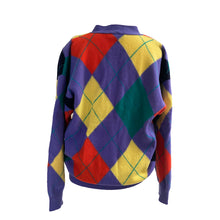 Load image into Gallery viewer, Purple Argyle Knit Cardigan - shopcurious
