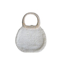 Load image into Gallery viewer, Vintage White Raffia Bag with Silk Flowers, Shells and Pearls - ShopCurious
