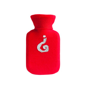 Curious Hot Water Bottle – Upcycled Cashmere, Red with Silver - shopcurious