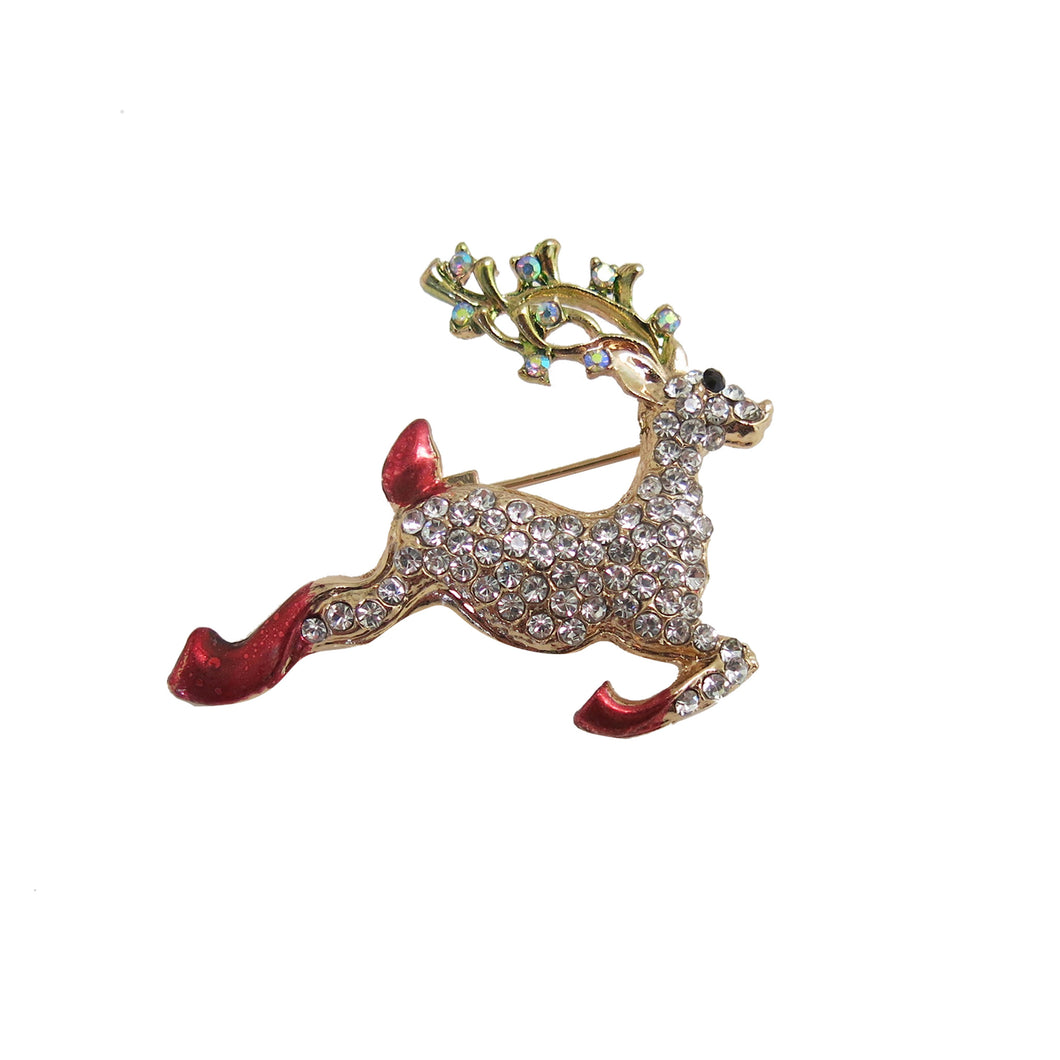 Rhinestone Reindeer Brooch - shopcurious