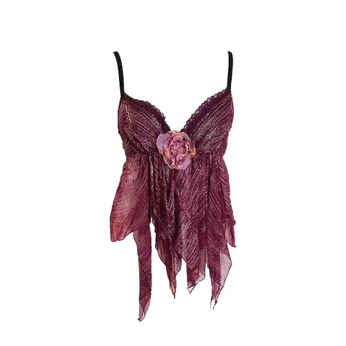 Disco Bra Top with Flower Corsage Embellishment - ShopCurious
