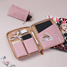 Load image into Gallery viewer, The First Class Leather Tech Case - Dusky Pink &amp; Soft Sand - shopcurious
