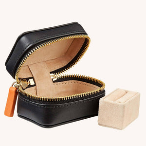Amelia Leather 3-piece Jewellery Storage Gift Set - Jet & Soft Sand - shopcurious