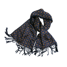 Load image into Gallery viewer, Men’s Scarf  - Vintage, Patterned Blue Silk and Cashmere - shopcurious
