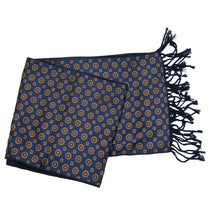 Load image into Gallery viewer, Men’s Scarf  - Vintage, Patterned Blue Silk and Cashmere - shopcurious
