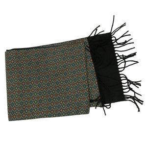 Men’s Scarf – Vintage C&A, Patterned Green Synthetic Silk - shopcurious