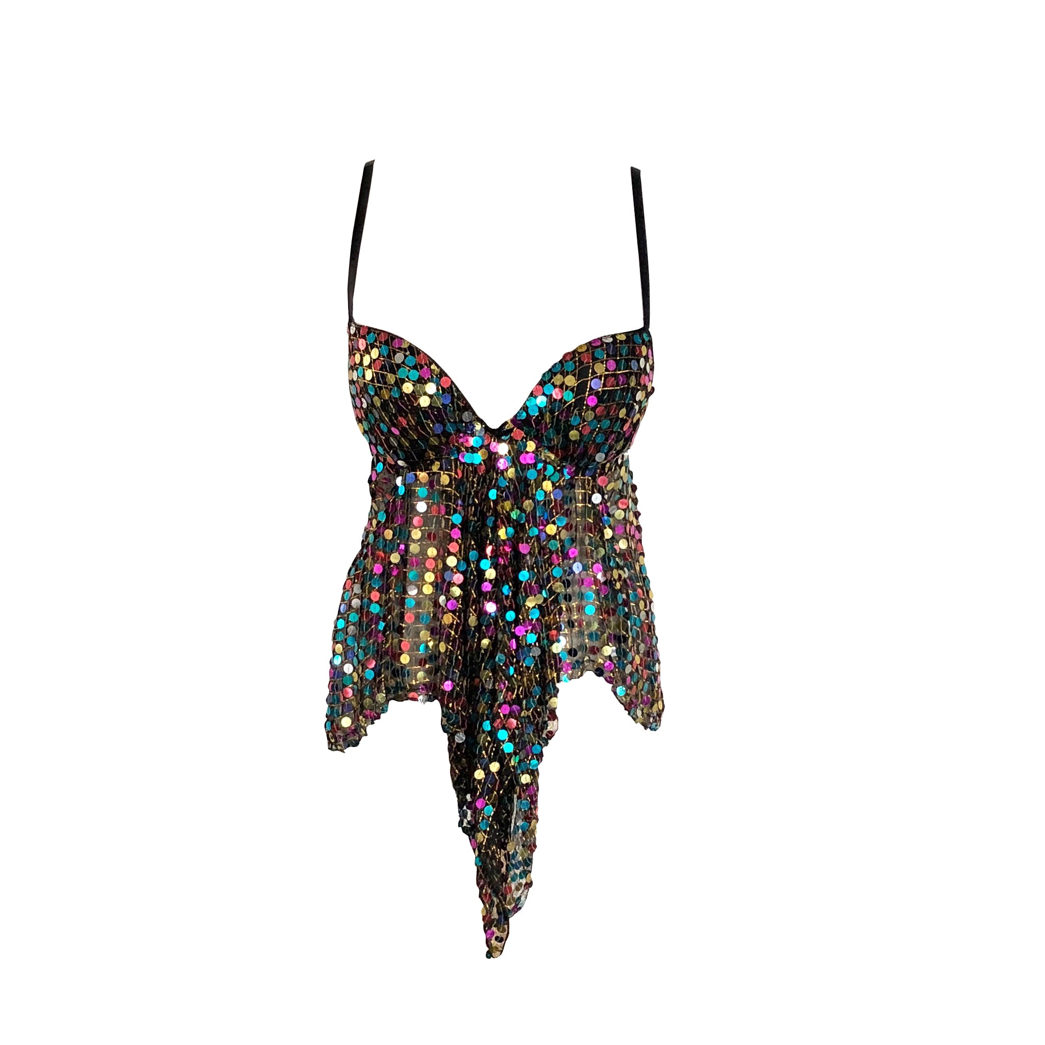 Disco Bra Top with Sequin Embellishment