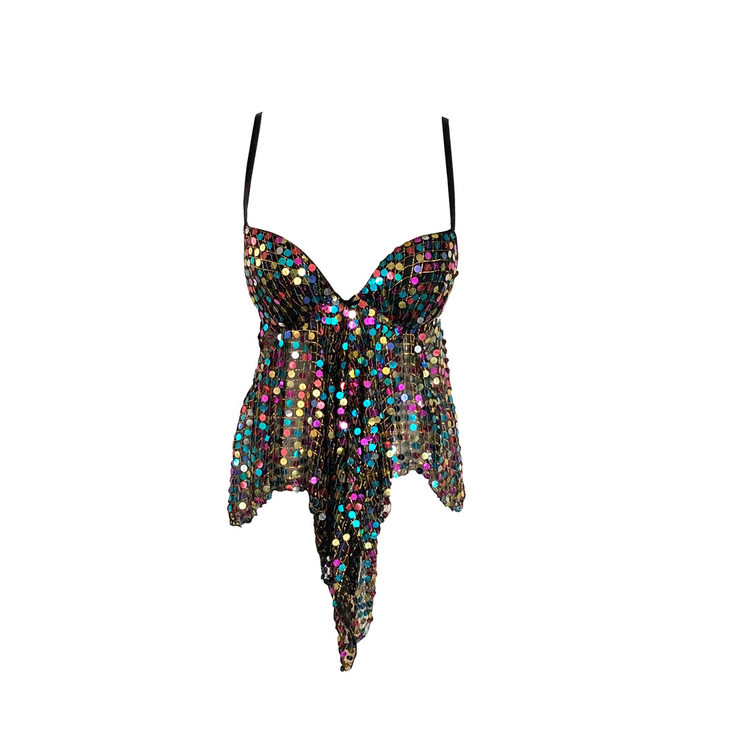 Disco Bra Top with Sequin Embellishment - ShopCurious