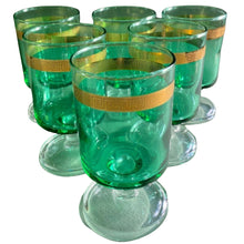 Load image into Gallery viewer, Set of 6 green and gold aperitif/wine/cocktail glasses - shopcurious
