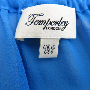 Temperley Cobalt Blue Classical Print Sheer Silk Beach Cover-Up/Top - ShopCurious