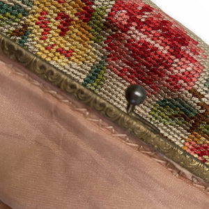 Vintage 1930s Needlepoint Floral Tapestry Evening Bag - ShopCurious