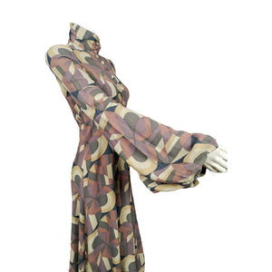 Original 1971 Biba Art Deco Design Viyella Cotton Dress - Good Condition - shopcurious
