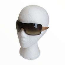Load image into Gallery viewer, Pre-loved Chanel Oversized Wrap Around Sunglasses with Cream Quilted Arm and Original Case - ShopCurious
