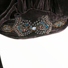 Load image into Gallery viewer, Vintage Violet Brown Beaded Velvet Tie Waist Top - ShopCurious

