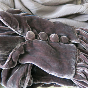 Vintage Violet Brown Beaded Velvet Tie Waist Top - ShopCurious