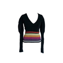 Load image into Gallery viewer, Catherine Malandrino Striped Lurex Wool V-Neck Jumper - ShopCurious

