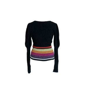 Catherine Malandrino Striped Lurex Wool V-Neck Jumper - ShopCurious