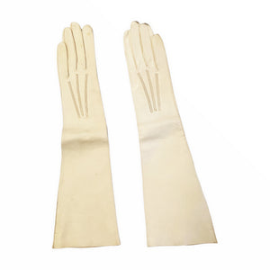 Elbow Length 1930s Ivory Kid Evening Gloves Size Extra Small - ShopCurious