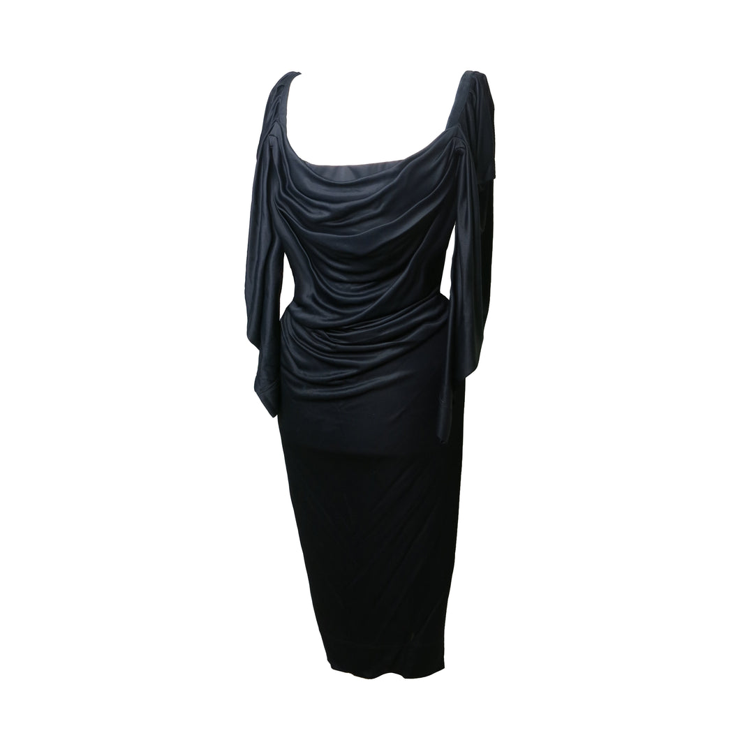 Pre-loved Vivienne Westwood Red Label Draped Black Jersey Corset Dress Pre-loved Vivienne Westwood Red Label Draped Black Jersey Corset Dress