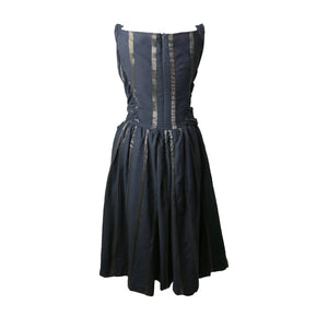 Pre-loved Vivienne Westwood Anglomania Black Belted Metallic Stripe Dress - shopcurious