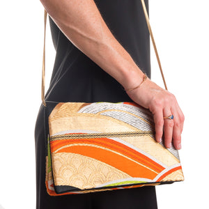 Waves: Upcycled Obi Envelope Clutch/Shoulder Bag - ShopCurious