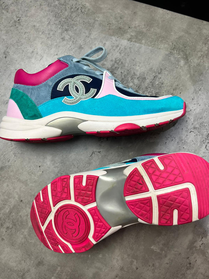 Preloved Chanel Running Shoes in Pink/Blue