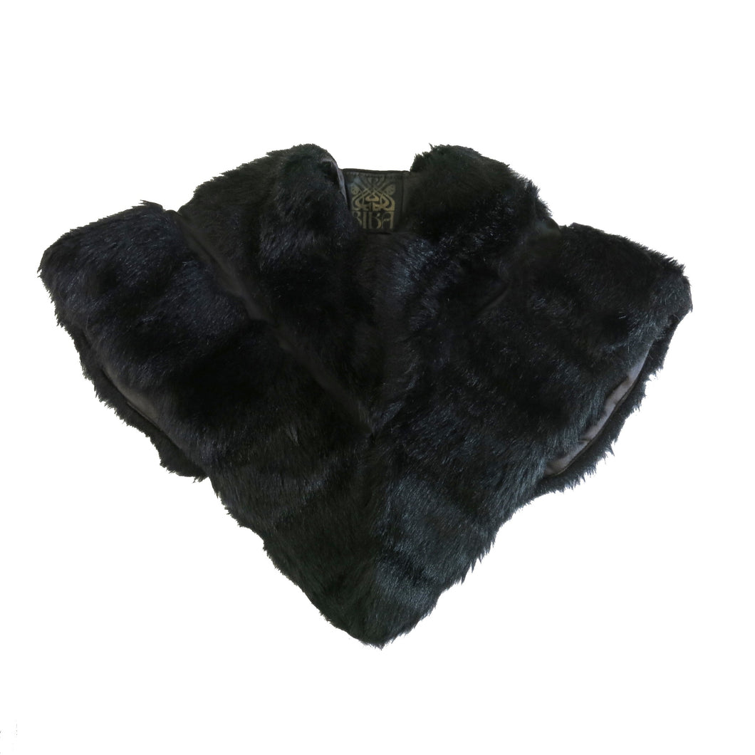 Vintage Biba Faux Fur and Satin Stole/Wrap – Black - ShopCurious
