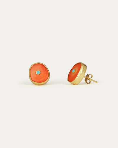 Amalfi Coral Stud Earrings - ShopCurious