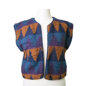 Vintage Biba Bouclé Wool Waistcoat – Blue - ShopCurious