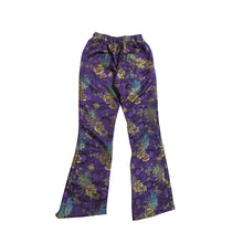 Load image into Gallery viewer, Purple Brocade Flared Trousers with Elasticated Waist - shopcurious
