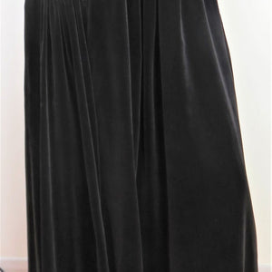 Bill Gibb 1970s Black Velvet Maxi Skirt with Signature Bee Motif Embroidery - ShopCurious
