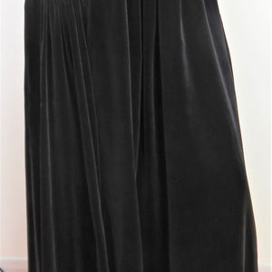Bill Gibb 1970s Black Velvet Maxi Skirt with Signature Bee Motif Embroidery - ShopCurious