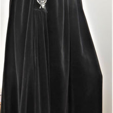 Load image into Gallery viewer, Bill Gibb 1970s Black Velvet Maxi Skirt with Signature Bee Motif Embroidery - ShopCurious
