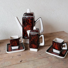 Load image into Gallery viewer, Vintage 1970s Italian Designed Red and Black Mid-Century Modern Ceramic Coffee Set - ShopCurious
