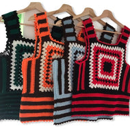 Made to order 1970s Crocheted Granny Square Cropped Tank Vest - ShopCurious