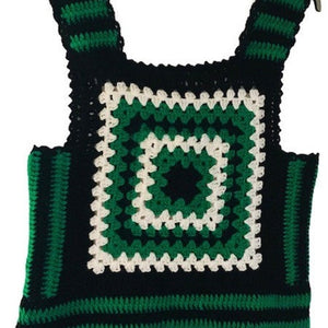Made to order 1970s Crocheted Granny Square Cropped Tank Vest - ShopCurious
