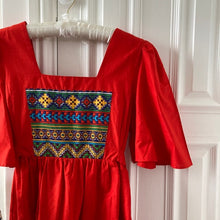 Load image into Gallery viewer, 1970s Red Cotton Boho Maxi Dress - ShopCurious
