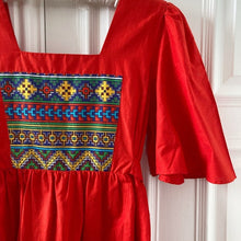 Load image into Gallery viewer, 1970s Red Cotton Boho Maxi Dress - ShopCurious
