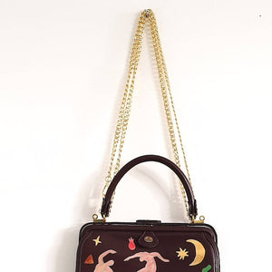 Hand-painted and Gold Leaf Vintage Handbag with Chain Strap - ShopCurious