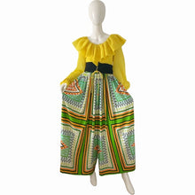 Load image into Gallery viewer, 1970s Vintage Psychedelic Palazzo with Ruffled Peasant Top Jumpsuit - ShopCurious
