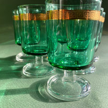 Load image into Gallery viewer, Set of 6 green and gold aperitif/wine/cocktail glasses - shopcurious
