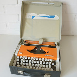 Vintage Orange Mid-Century Modern Style Working Typewriter - shopcurious